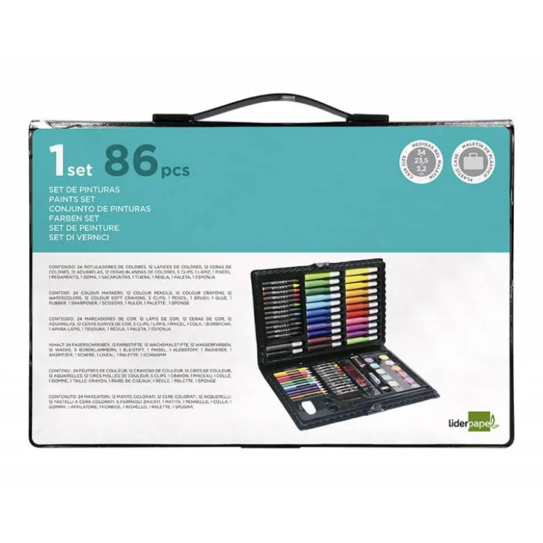 SET DE PINTURA LIDERPAPEL PLASTICO 86 PIEZAS 34X23X3,2 CM