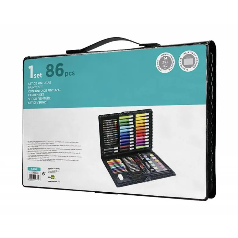 SET DE PINTURA LIDERPAPEL PLASTICO 86 PIEZAS 34X23X3,2 CM