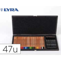 SET DIBUJO LYRA ESTUCHE DE MADERA CON 47 PIEZAS SURTIDAS