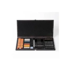 SET DIBUJO LYRA ESTUCHE DE MADERA CON 47 PIEZAS SURTIDAS