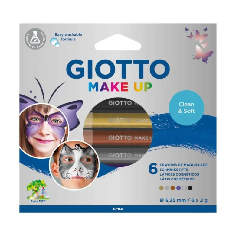 SET GIOTTO MAKE UP 6 LAPICES COSMETICOS COLORES METALICOS