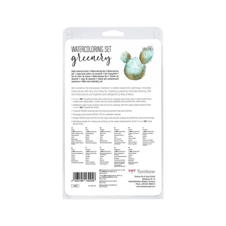 SET WATERCOLORING TOMBOW GREENERY 9 PIEZAS