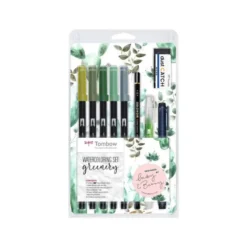 SET WATERCOLORING TOMBOW GREENERY 9 PIEZAS