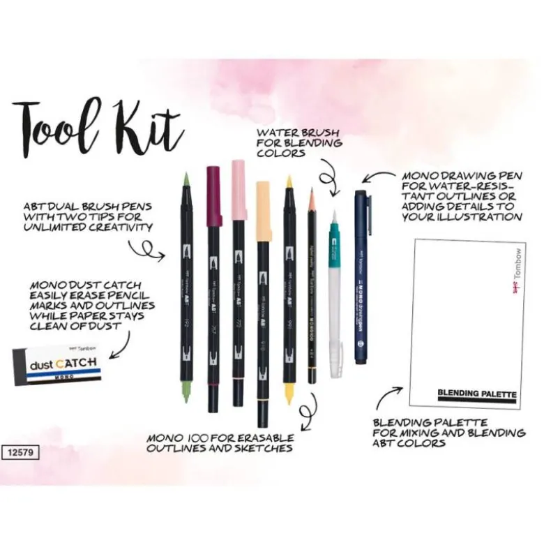 SET WATERCOLORING TOMBOW SET FLORAL 9 PIEZAS