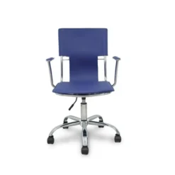 Silla giratoria pyc respaldo medio regulable en altura similpiel azul 860+90x480x440 mm