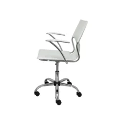 Silla giratoria pyc respaldo medio regulable en altura similpiel blanca 860+90x480x440 mm