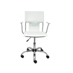 Silla giratoria pyc respaldo medio regulable en altura similpiel blanca 860+90x480x440 mm