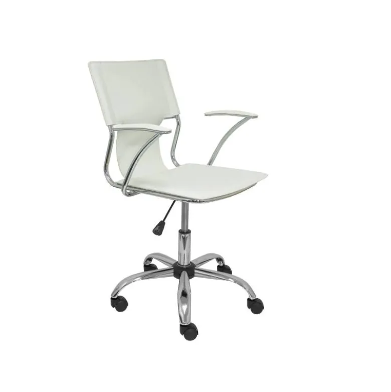 Silla giratoria pyc respaldo medio regulable en altura similpiel blanca 860+90x480x440 mm