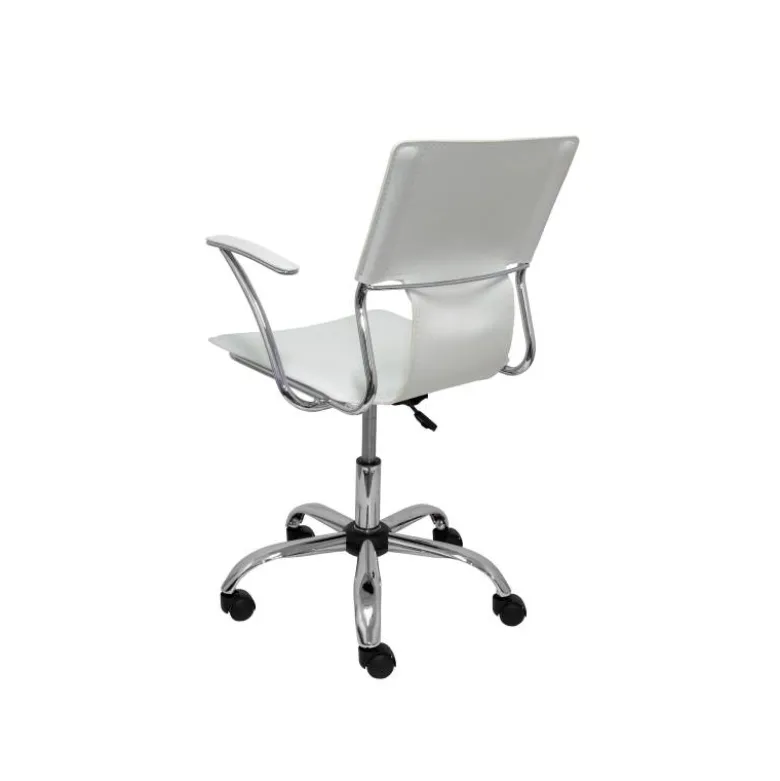 Silla giratoria pyc respaldo medio regulable en altura similpiel blanca 860+90x480x440 mm