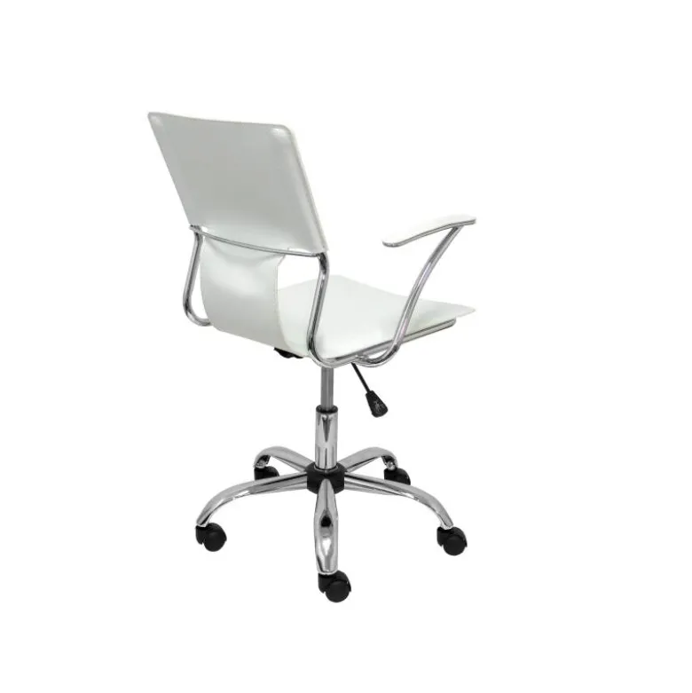 Silla giratoria pyc respaldo medio regulable en altura similpiel blanca 860+90x480x440 mm
