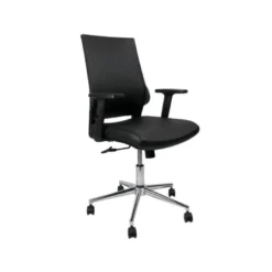 SILLA GIRATORIA Q-CONNECT RESPALDO MEDIO DE SIMILPIEL REGULABLE EN ALTURA 980+100X630X625 MM COLOR