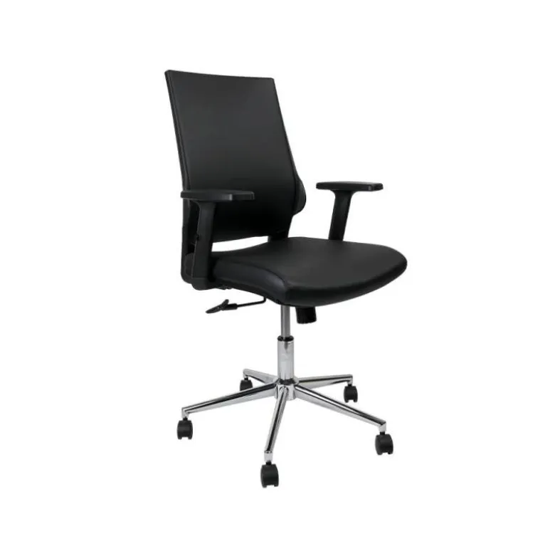 SILLA GIRATORIA Q-CONNECT RESPALDO MEDIO DE SIMILPIEL REGULABLE EN ALTURA 980+100X630X625 MM COLOR