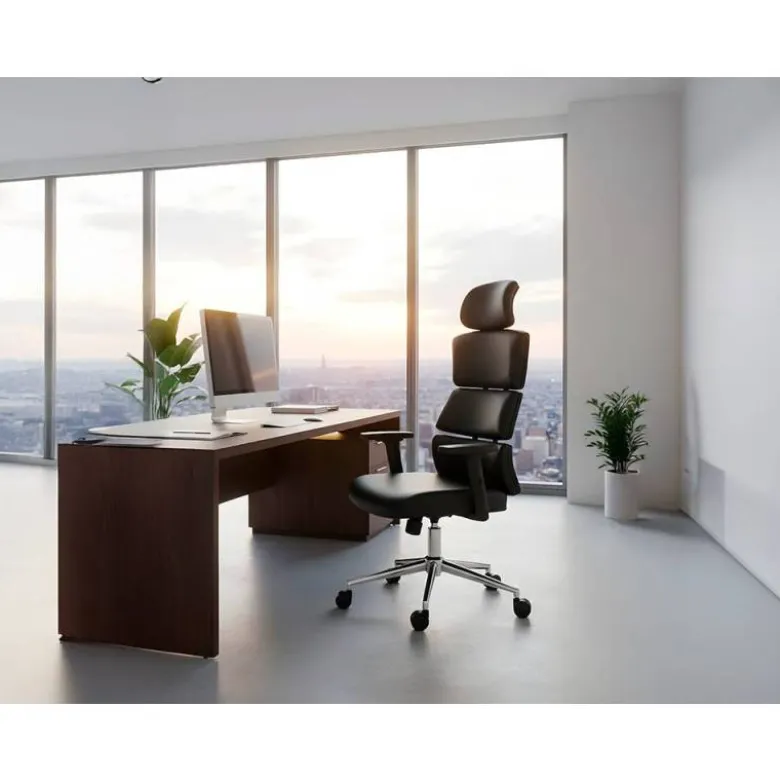 SILLA Q-CONNECT DIRECCION AUREA SIMILPIEL ALT MAX 1400 MM ANC 520 MM PROF 510 MM RUEDAS PREMIUM NEGRO