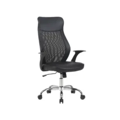 SILLA Q-CONNECT DIRECCION BERGAMO MALLA/SIMILPIEL ALT MAX 1210MM ANCH 520MM PROF 480MM RUEDAS PREMIUM NEGRO