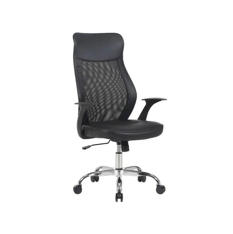 SILLA Q-CONNECT DIRECCION BERGAMO MALLA/SIMILPIEL ALT MAX 1210MM ANCH 520MM PROF 480MM RUEDAS PREMIUM NEGRO