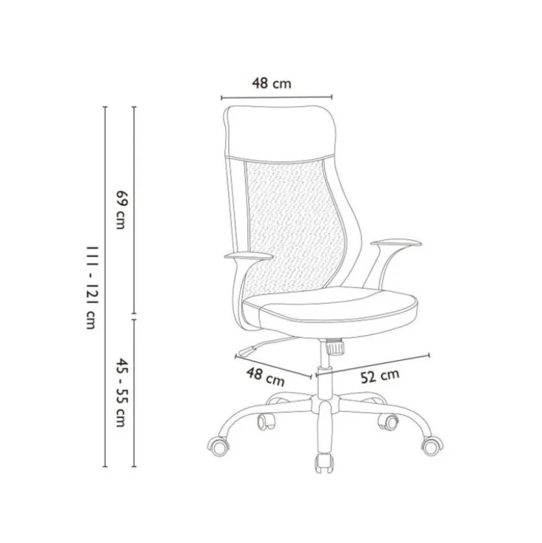 SILLA Q-CONNECT DIRECCION BERGAMO MALLA/SIMILPIEL ALT MAX 1210MM ANCH 520MM PROF 480MM RUEDAS PREMIUM NEGRO