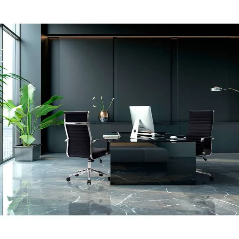 SILLA Q-CONNECT DIRECCION BOSA SIMIL PIEL BASE METALICA ALT MAX 1130 ANC 550 PROF 630 MM RUEDAS PREMIUM COLOR NEGRO