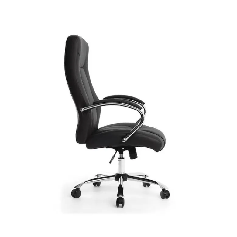 SILLA Q-CONNECT DIRECCION VERO NA SIMIL PIEL BASE METALICA ALT MAX 1210 ANC 650 PROF 730 MM RUEDAS PREMIUM COLOR NEGRO