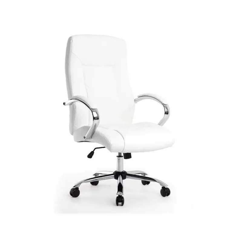 SILLA Q-CONNECT DIRECCION VERO NA SIMIL PIEL BASE METALICA ALT MAX 1210 ANC 650 PROF 730 MM RUEDAS PREMIUM COLOR BLANCO