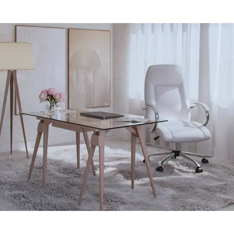 SILLA Q-CONNECT DIRECCION VERO NA SIMIL PIEL BASE METALICA ALT MAX 1210 ANC 650 PROF 730 MM RUEDAS PREMIUM COLOR BLANCO