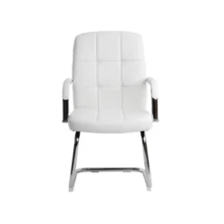 SILLA Q-CONNECT ESCRITORIO PIA VE SIMIL PIEL BASE METALICA ALT MAX 1050 ANC 610 PROF 680 COLOR BLANCO