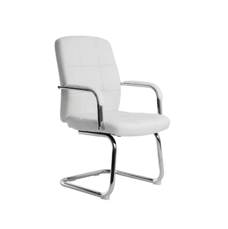 SILLA Q-CONNECT ESCRITORIO PIA VE SIMIL PIEL BASE METALICA ALT MAX 1050 ANC 610 PROF 680 COLOR BLANCO