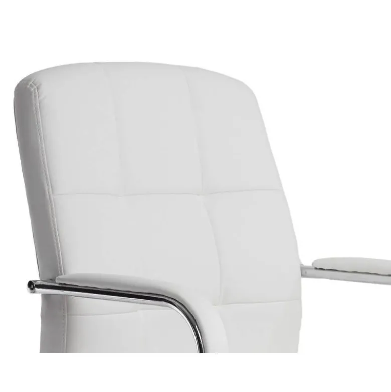 SILLA Q-CONNECT ESCRITORIO PIA VE SIMIL PIEL BASE METALICA ALT MAX 1050 ANC 610 PROF 680 COLOR BLANCO
