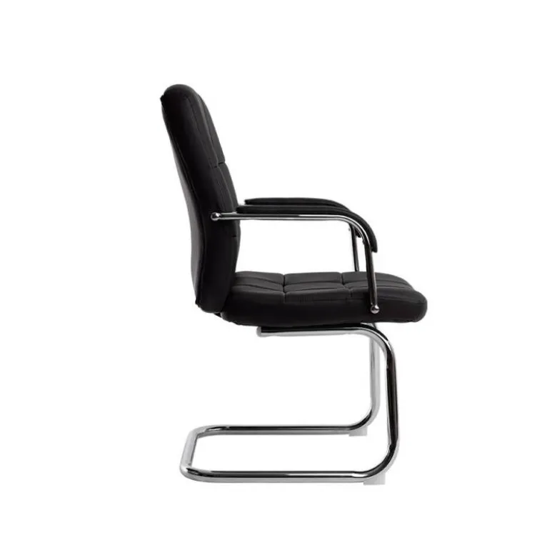 SILLA Q-CONNECT ESCRITORIO PIA VE SIMIL PIEL BASE METALICA ALT MAX 1050 ANC 610 PROF 680 COLOR NEGRO
