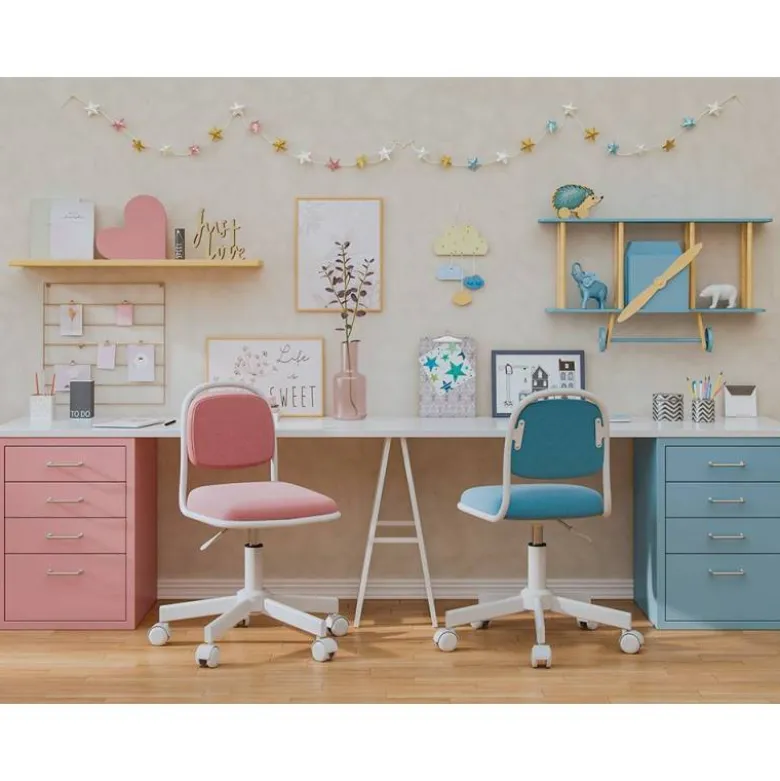 SILLA Q-CONNECT INFANTIL BARI ESCRITORIO COLOR ROSA ALT MAX 795 ANC 390 PROF 350 MM