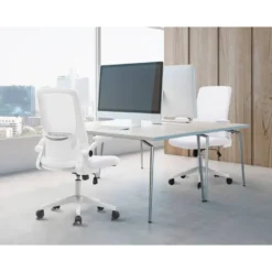 SILLA Q-CONNECT OFICINA ALBA MALLA BASE METALICA ALT MAX 1110 ANC 610 PROF 580 RUEDAS PREMIUM COLOR BLANCO