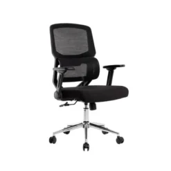 SILLA Q-CONNECT OFICINA LUCCA MALLA BASE METALICA ALT MAX 1090 ANC 700 PROF 650 RUEDAS PREMIUM COLOR NEGRO
