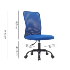 SILLA Q-CONNECT OFICINA PARMA MALLA SIN REPOSABRAZOS ALT MAX 990 ANC 480 PROF 590 COLOR AZUL