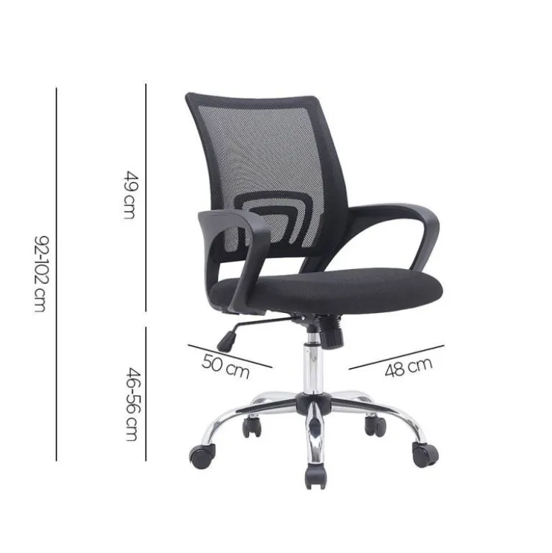 SILLA Q-CONNECT OFICINA SIENA MALLA BASE METALICA ALT MAX 1000 ANC 560 PROF 570 RUEDAS PREMIUM COLOR NEGRO