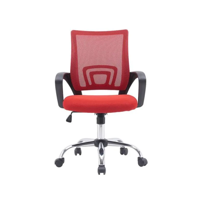 SILLA Q-CONNECT OFICINA SIENA MALLA BASE METALICA ALT MAX 1000 ANC 560 PROF 570 RUEDAS PREMIUM COLOR NEGRO ROJO