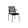 SILLA ROCADA CONFIDENTE BRAZOS FIJOS ESTRUCTURA METALICA ASIENTO TELA IGNIFUGA NEGRO RESPALDO MALLA