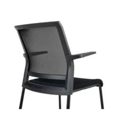 SILLA ROCADA CONFIDENTE BRAZOS FIJOS ESTRUCTURA METALICA ASIENTO TELA IGNIFUGA NEGRO RESPALDO MALLA