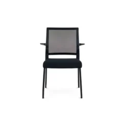 SILLA ROCADA CONFIDENTE BRAZOS FIJOS ESTRUCTURA METALICA ASIENTO TELA IGNIFUGA NEGRO RESPALDO MALLA