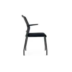 SILLA ROCADA CONFIDENTE BRAZOS FIJOS ESTRUCTURA METALICA ASIENTO TELA IGNIFUGA NEGRO RESPALDO MALLA