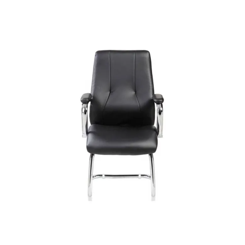 SILLA ROCADA CONFIDENTE BRAZOS FIJOS ESTRUCTURA CROMADA ASIENTO Y RESPALDO TAPIZADO SIMILPIEL NEGRO