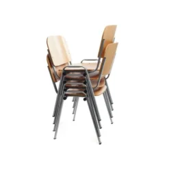 SILLA ROCADA CONFIDENTE ESTRUCTURA METALICA ASIENTO Y RESPALDO MADERA NATURAL 570X410X810 MM