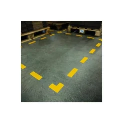 SIMBOLO ADHESIVO DURABLE PVC FORMA DE LINEA PARA DELIMITACION SUELO AMARILLO 150X50X0,7 MM PACK DE 10