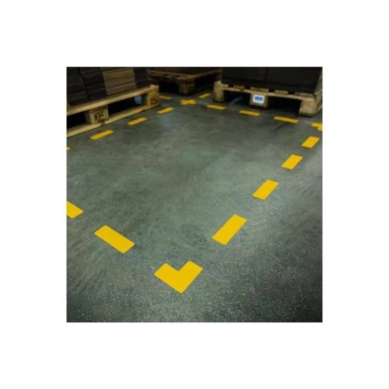 SIMBOLO ADHESIVO DURABLE PVC FORMA DE LINEA PARA DELIMITACION SUELO AMARILLO 150X50X0,7 MM PACK DE 10