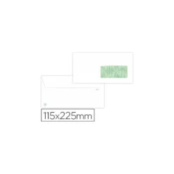 Sobre americano Liderpapel Blanco con Ventana 115x225 mm reciclado 90 gramos Caja de 500 unidades