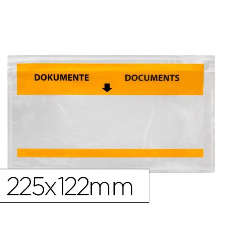 SOBRE AUTOADHESIVO Q-CONNECT PORTADOCUMENTOS MULTILINGUE 225X122 MM VENTANA TOTALMENTE TRANSPARENTE PAQUETE DE 1000