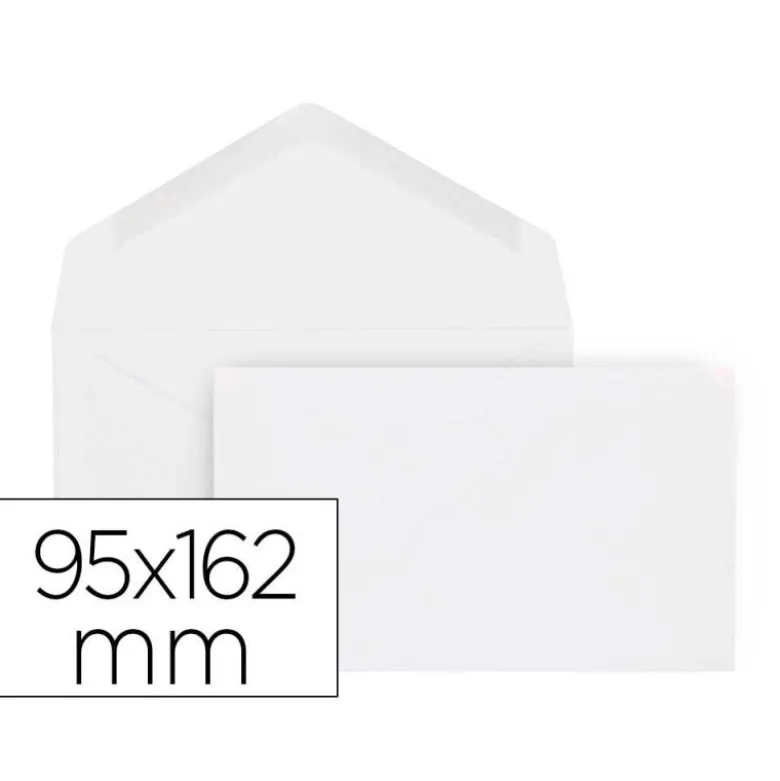 SOBRE LIDERPAPEL BLANCO CON FONDO 95X162 MM ENGOMADO SOLAPA DE PICO CAJA DE 500 UNIDADES