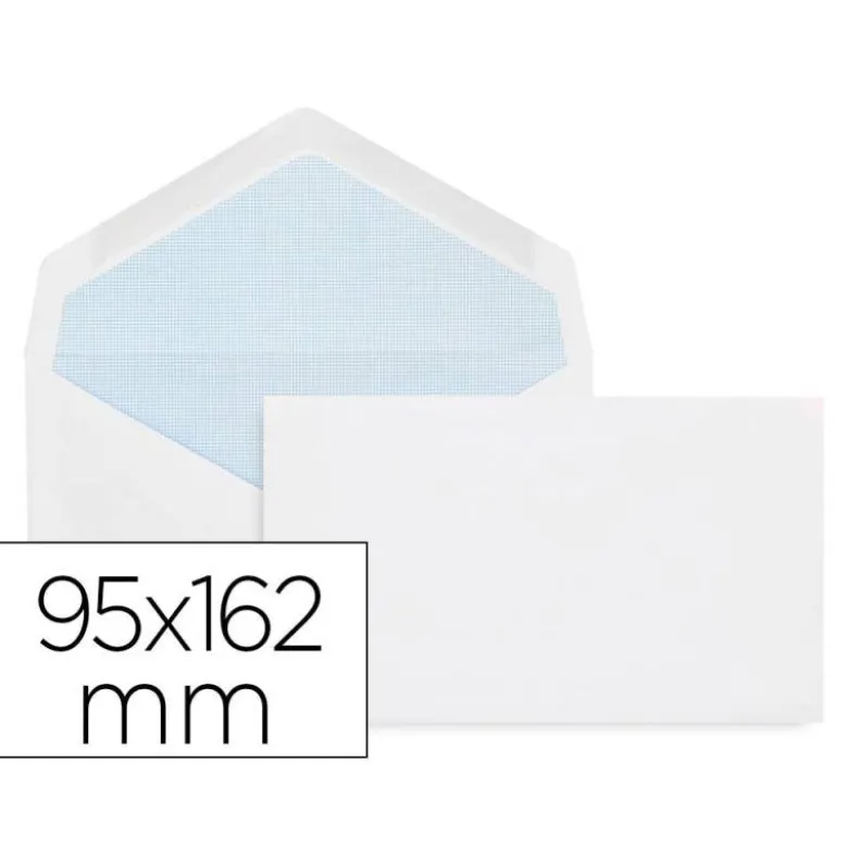 SOBRE LIDERPAPEL BLANCO CON FONDO 95X162 MM ENGOMADO SOLAPA DE PICO PAQUETE DE 25 UNIDADES