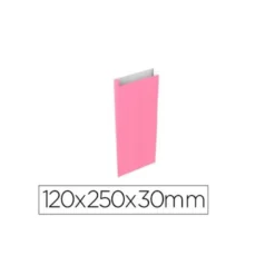 SOBRE PAPEL BASIKA CELULOSA ROSA CON FUELLE XS 120X250X30 MM PAQUETE DE 25 UNIDADES