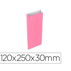 SOBRE PAPEL BASIKA CELULOSA ROSA CON FUELLE XS 120X250X30 MM PAQUETE DE 25 UNIDADES
