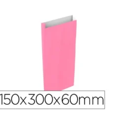 SOBRE PAPEL BASIKA CELULOSA ROSA CON FUELLE S 150X300X60 MM PAQUETE DE 25 UNIDADES