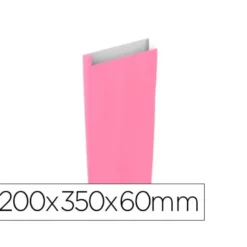 SOBRE PAPEL BASIKA CELULOSA ROSA CON FUELLE M 200X350X60 MM PAQUETE DE 25 UNIDADES